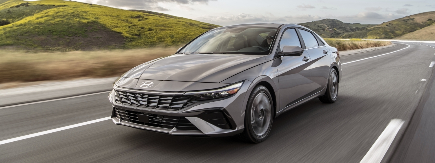 2026 Hyundai Elantra driving on a Northern California highway near Chico