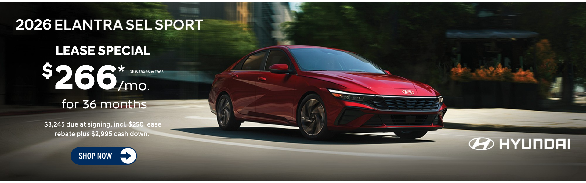 2026 Hyundai Elantra SEL Sport lease offer $266/mo